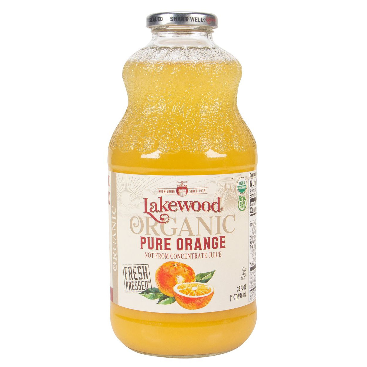 Lakewood Organic Juices Orange Juice, Pure, Organic-32floz