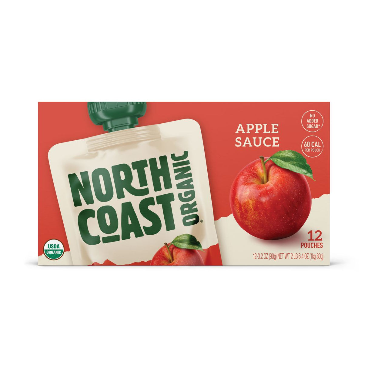 North Coast Apple Sauce Pouch, Organic-12 Pack X 3.2oz