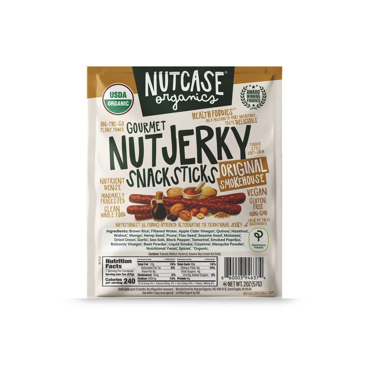 Nutcase Vegan Nutty Jerky, Original, Organic-2oz