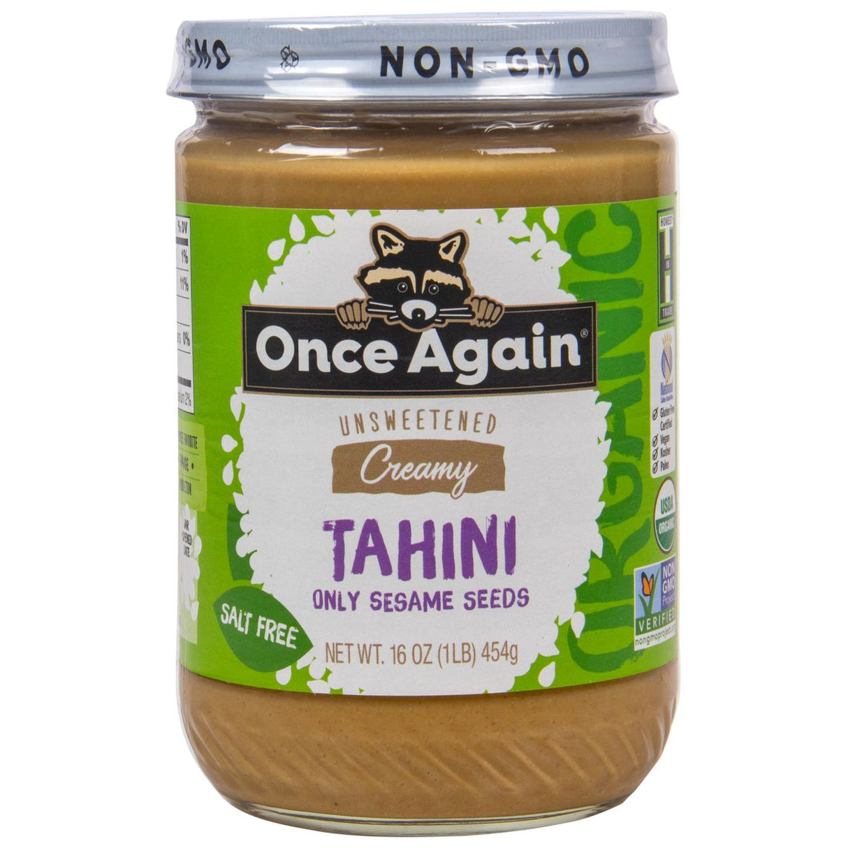 Once Again Nut Butter, Inc. Tahini Butter, Unsweetened, Salt Free, Organic-16oz