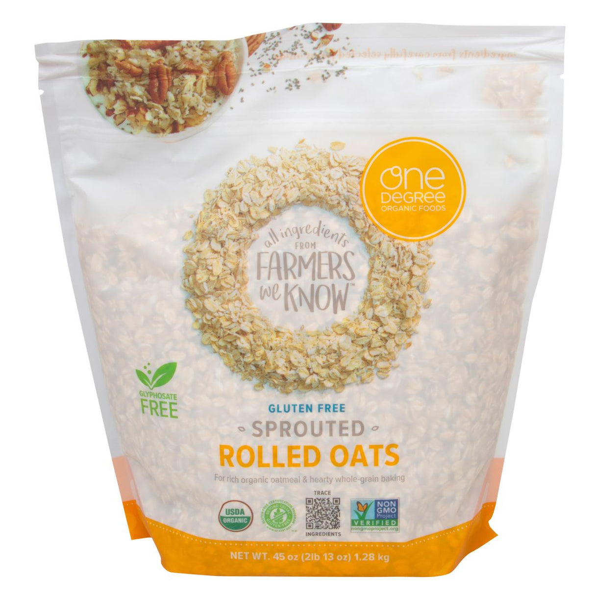 One Degree Oats, Rolled, Sprouted, Organic-45oz
