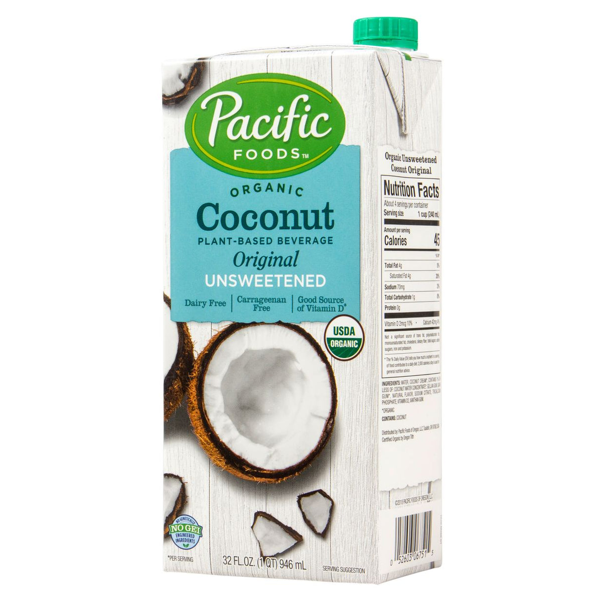 Pacific Foods Coconut Beverage Unsweetened, Original, Organic-32floz