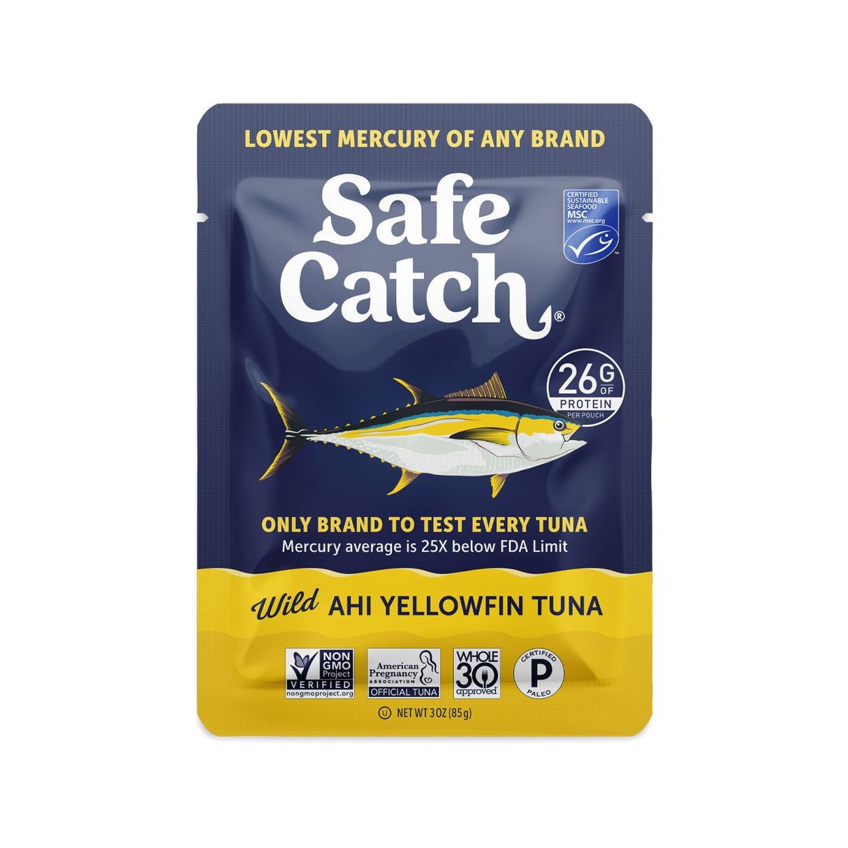 Safe Catch Tuna, Wild Ahi Yellowfin, Pouch-3oz