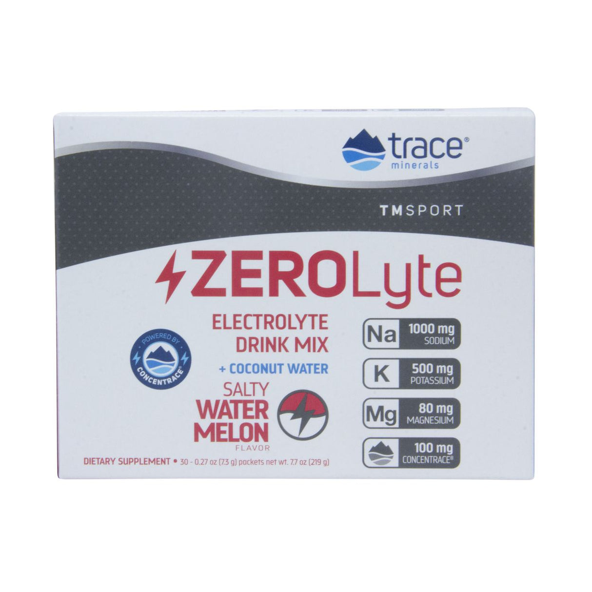 Trace Minerals ZeroLyte Watermelon, Electrolyte drink mix + coconut water-30ct