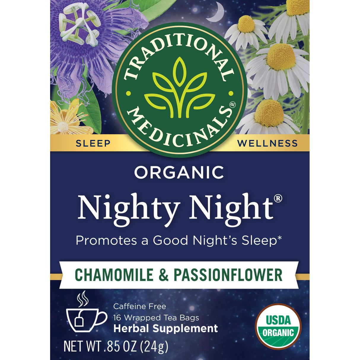 Traditional Medicinals Nighty Night, Original with Passionflower Tea, Organic-1 Box