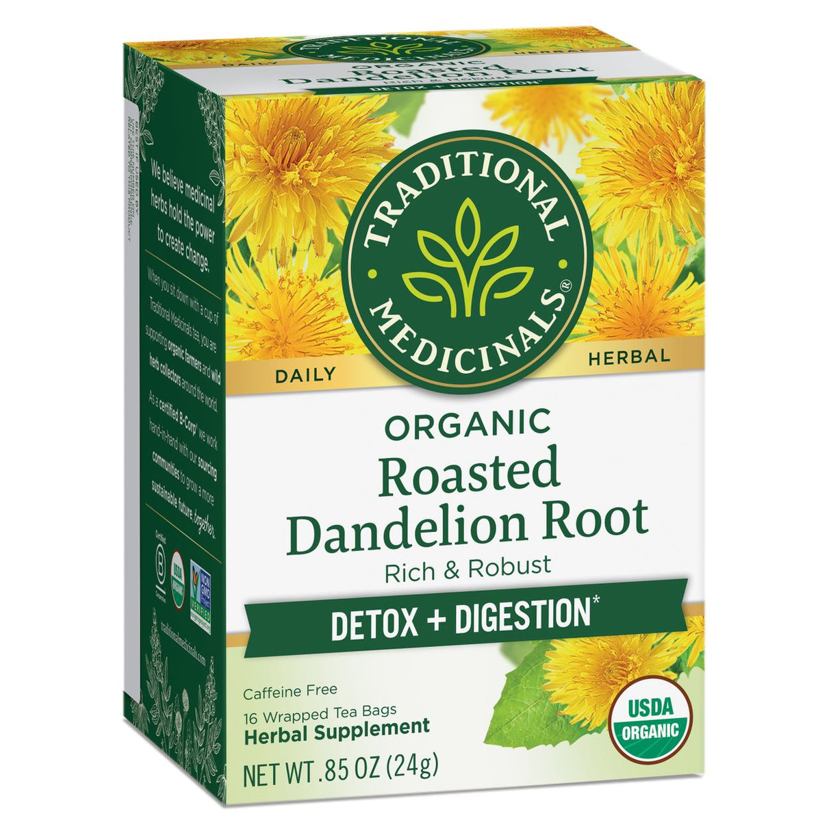 Traditional Medicinals Roasted Dandelion Root, Tea, Organic-1 box