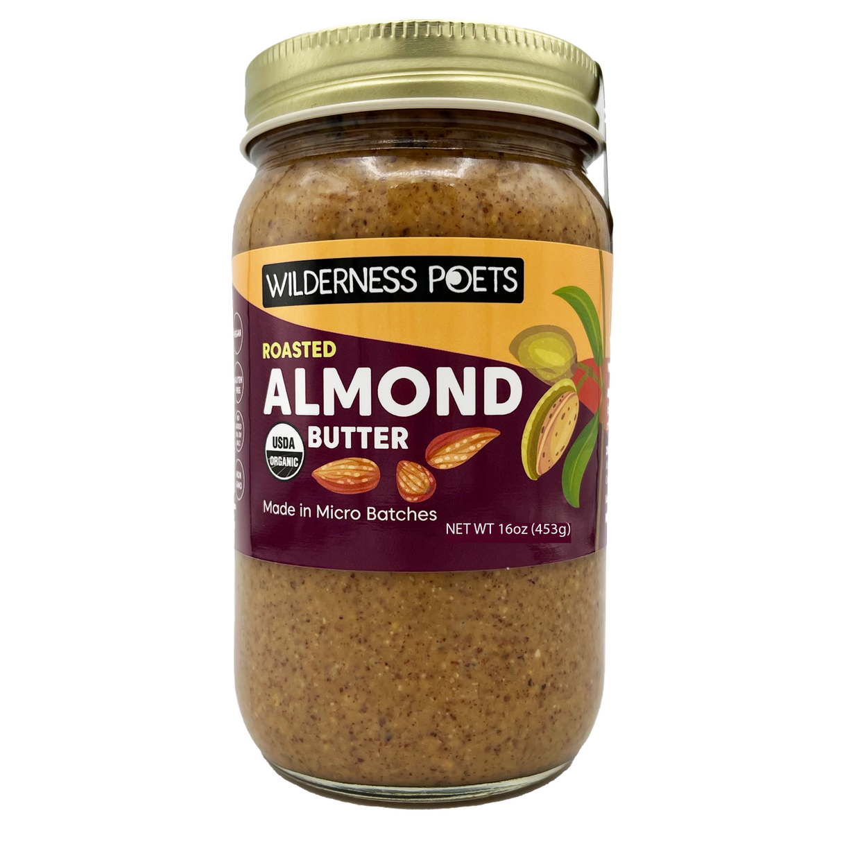 Wilderness Poets Almond Butter, Roasted, Organic-16oz